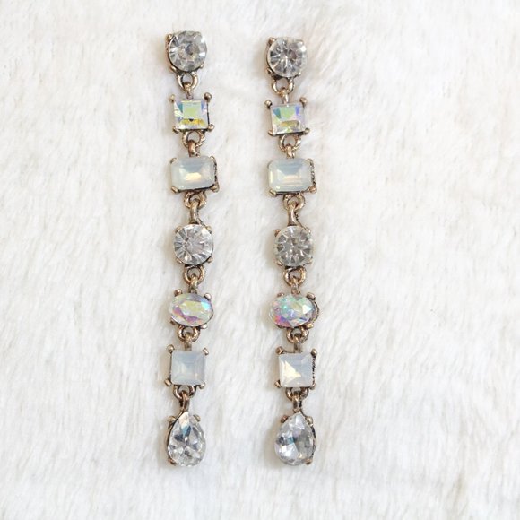 💎Aurora Borealis Round Oval Square Rainbow Crystal Dangle Accent Earrings💎 - Picture 1 of 3